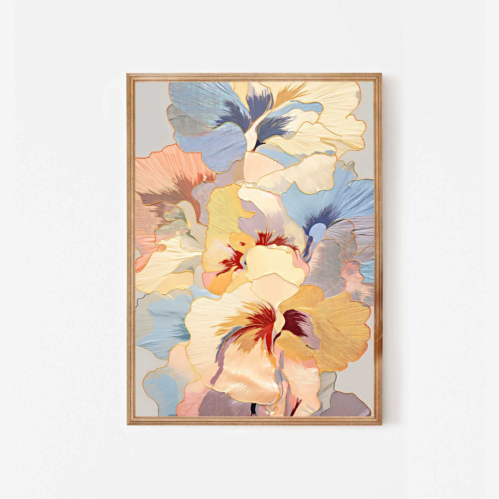 Aesthetic Floral Wavy Pattern Ribbons Hibiscus Colours Sunflower Poster Print Wall Art Pictures Canvas Painting Room Home Decor