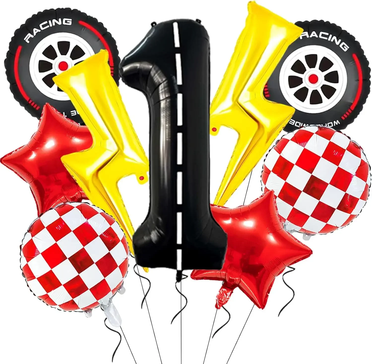 9-teiliges Rennwagen-Themen Ballonset, Karierfahne Design Ballonkit für Jungen Geburtstag, Rennthemen-Partydekoration – Detail 12