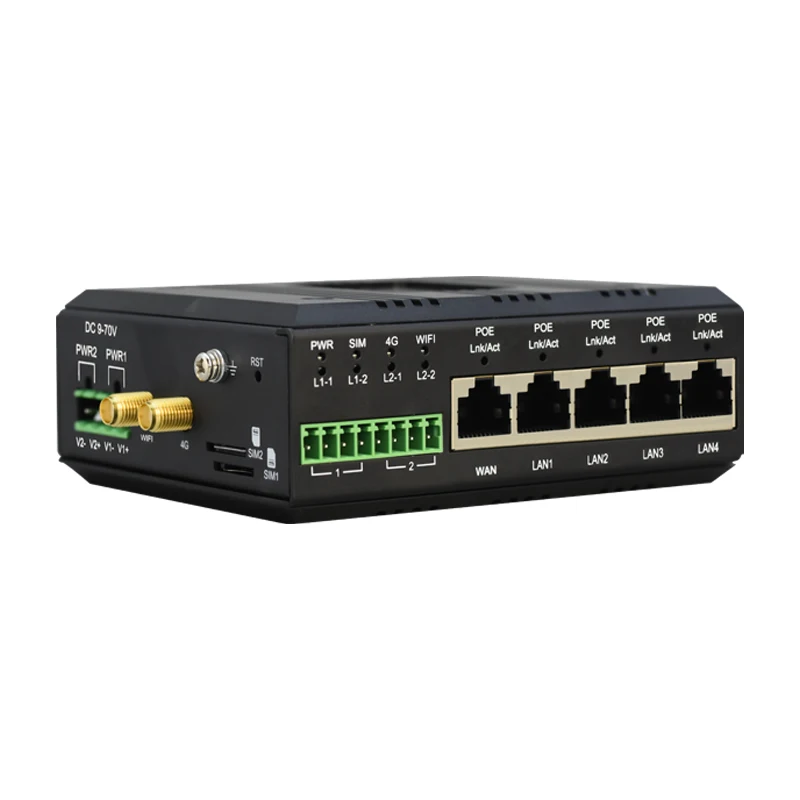 Best Quality Industrial 4G LTE VPN Router Dual SIM Card Slot POE 4*Lan+1*Wan+2*Serial Port RS-232/RS-422/RS-485 Router
