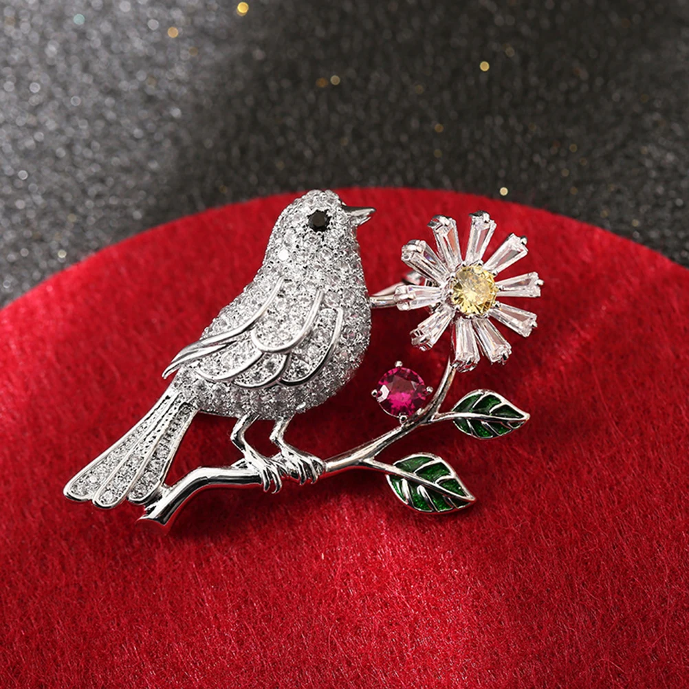 

Brooch Fashion Accessory Shining Pattern Bag Clothes Hat Scarf Premium Copper Material Cartoon Magpie Pin Jewelry