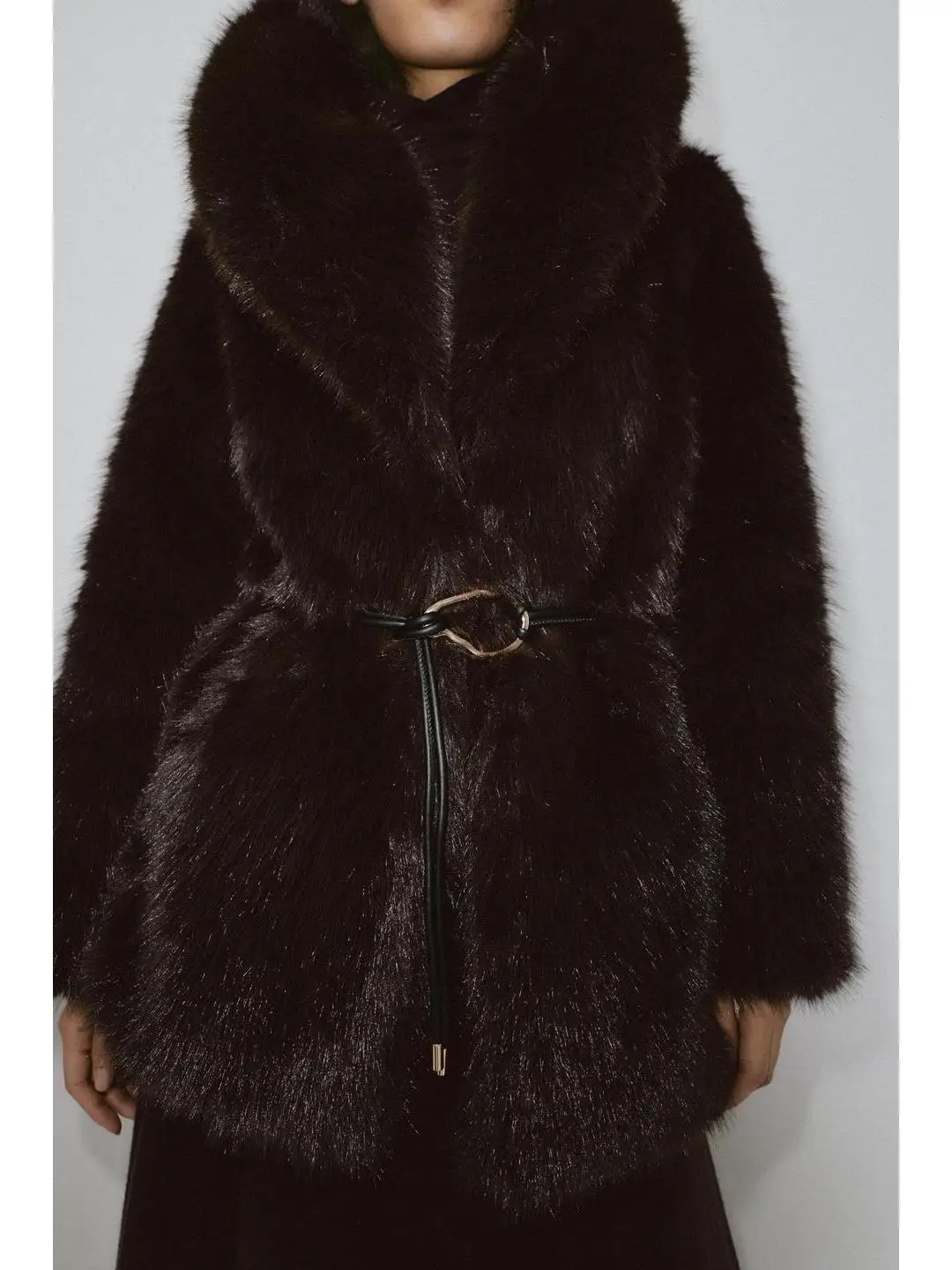 Ele kunstbont effect jas met riem bovenkleding voor dames herfst winter faion trend dames ort jaets jassen