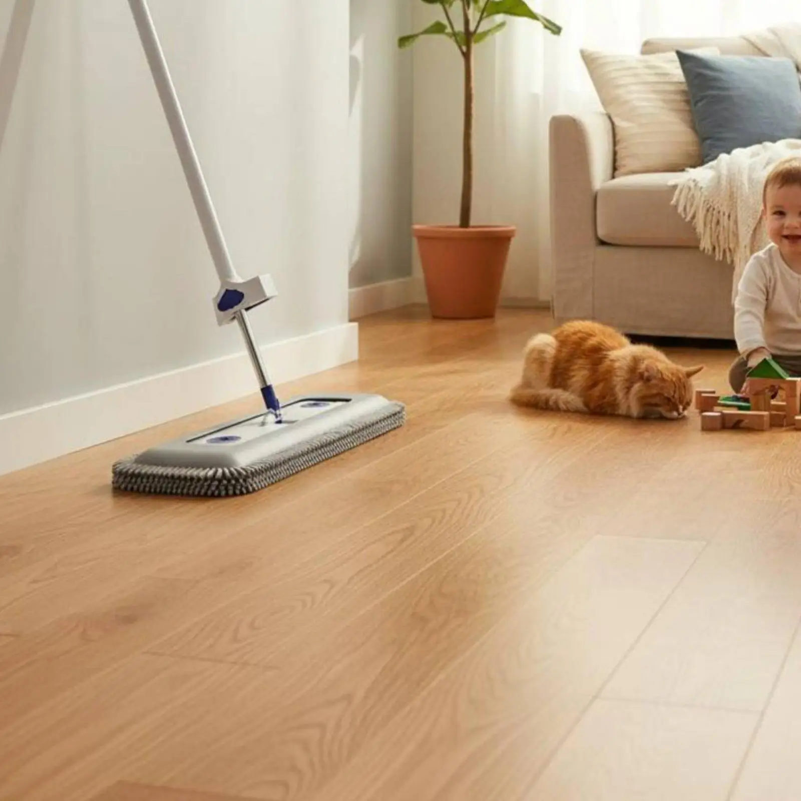 Chenille Microfiber Flat Floor Mop with Rotating Head for Efficient Household Cleaning and Mopping