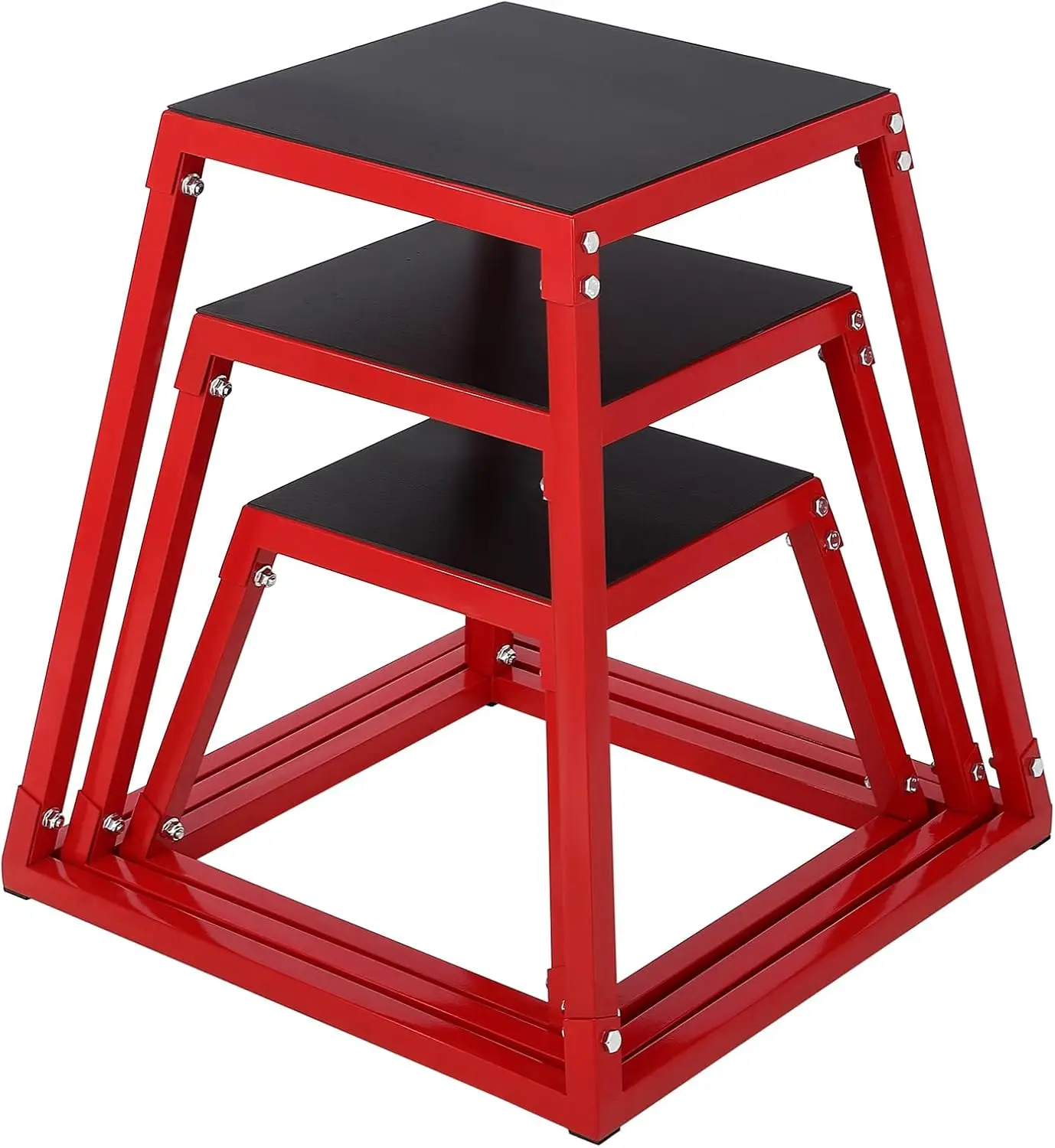 

Jump Boxes, Heavy-Duty Steel Plyometric Jump Box for Home Gym, Step up Box for Workout with Rubber Pad Plyo Jumping Box