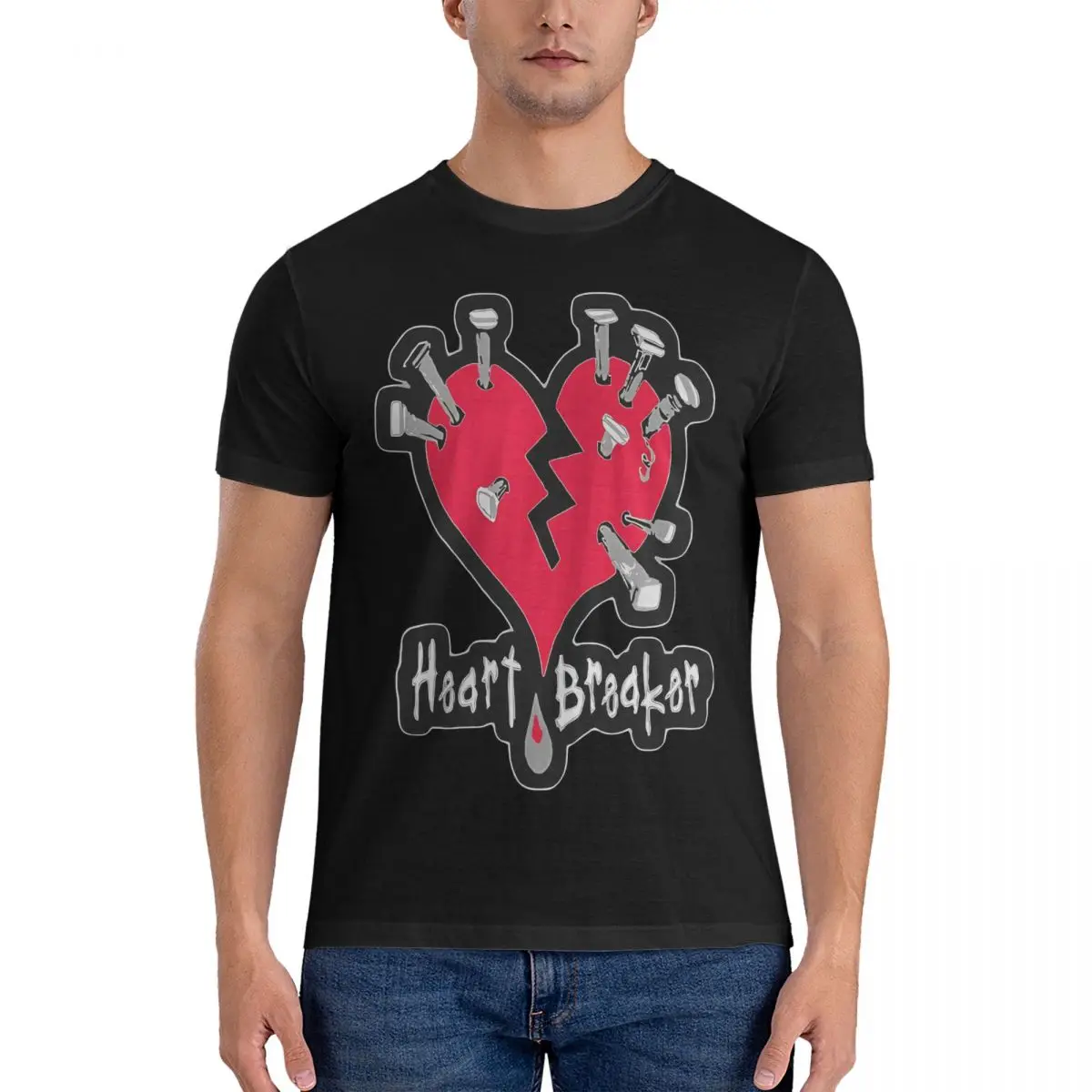 SUGAR HICCUP Heart Breaker Design T-Shirt Men Emily The Strange Funny Cotton Tees Round Collar Short Sleeve T Shirt 6XL Clothing