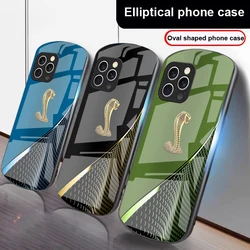 Gradient Golden Snake For IPhone 16 Pro Max 15 Pro 14 13 12 Mini 11 XS Max XR 7 8 Plu SE 2022 Elliptical Glass Phone Case