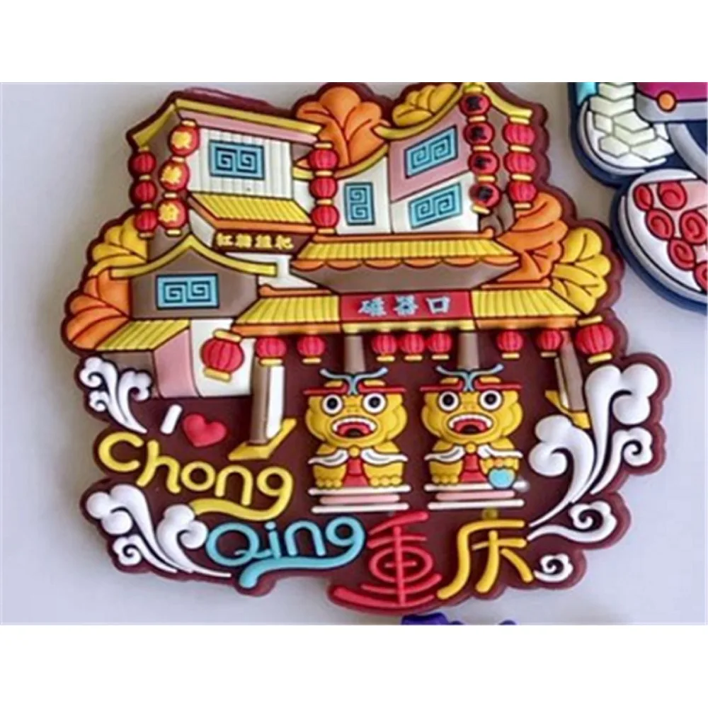 Chongqing Series Fridge Magnets Refrigerator Sticker Hongyadong Yangtze River Cableway Liziba Tourist Souvenir Resin