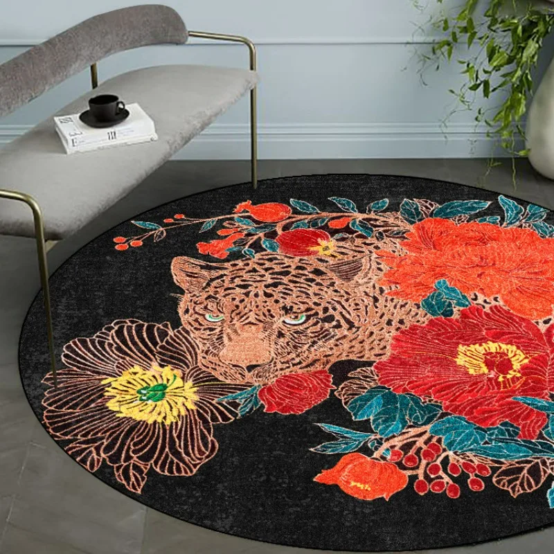 Round Carpet Dirt-Resistant Easy To Care Floor Mats Non-Slip Home Bedroom Carpet Cool Computer Chair Swivel Chair Cushion