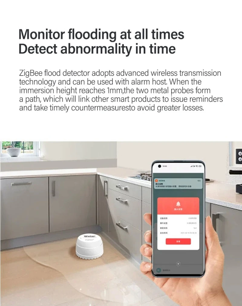 Tuya Zigbee Water Leakage Detector Smart Home Water Flood Sensor Alert Overflow Security Work With Zigbee Gateway Smart Life App