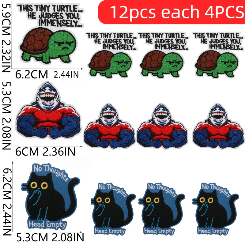 

Lots of Black Cat Patches 10/12PCS Wholesale Clothes Decoration English Alphabet Embroidery Cloth Ironing Frog Orangutan Patch