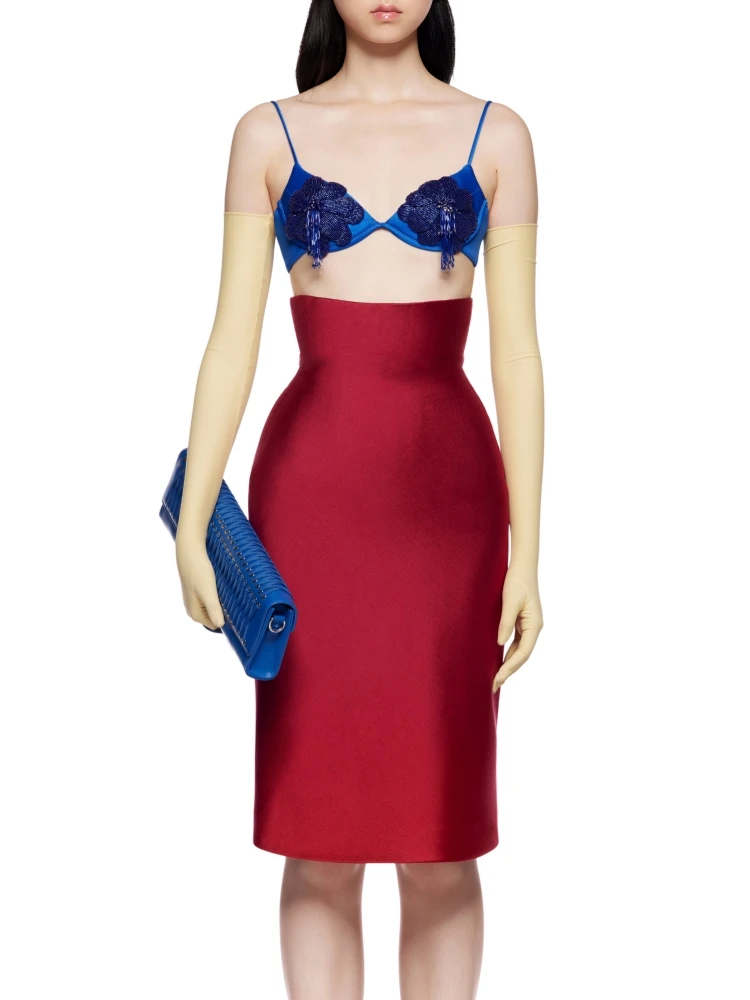 

Женская юбка, комплект из двух предметов, сексуальный короткий топ на бретельках с цветочным принтом + тонкие юбки миди на шнуровке, костюмы для вечерней вечеринки, коктейльные комплекты