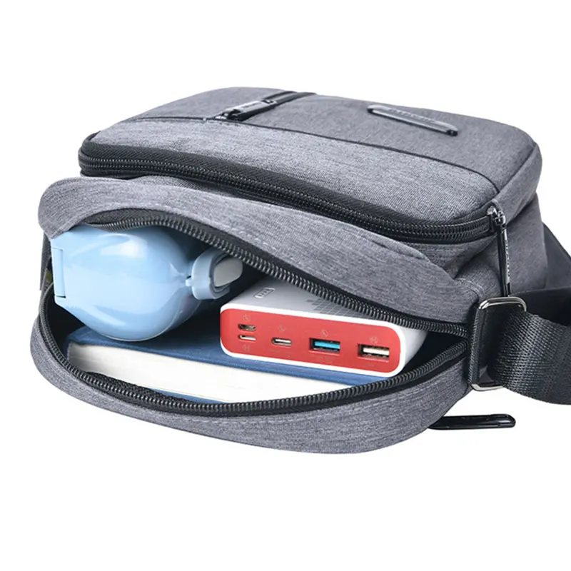 Mens Messenger Bag Single Shoulder Bag Fashion Business Multi-Layer Zipper Small Square Bag Waterproof Oxford Bag Satchel Purse