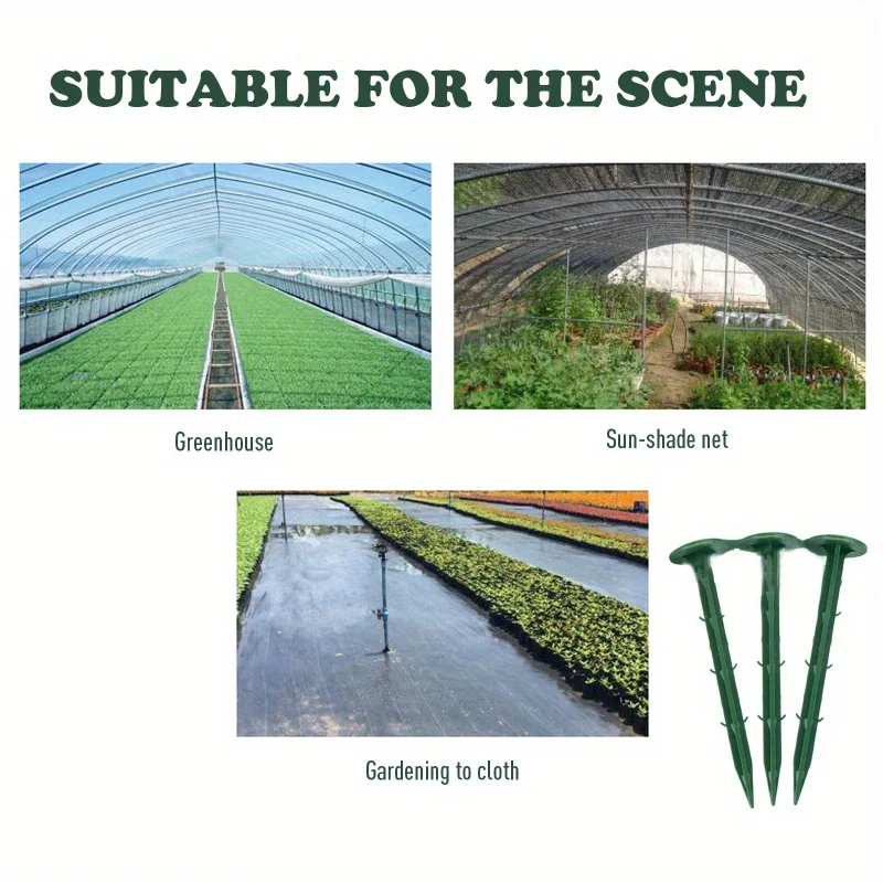 green,100pcs Turf Nails Lawn Mulch Fixing Nails, Plastic Gardening Nails, Anti-Grass Cloth Nails