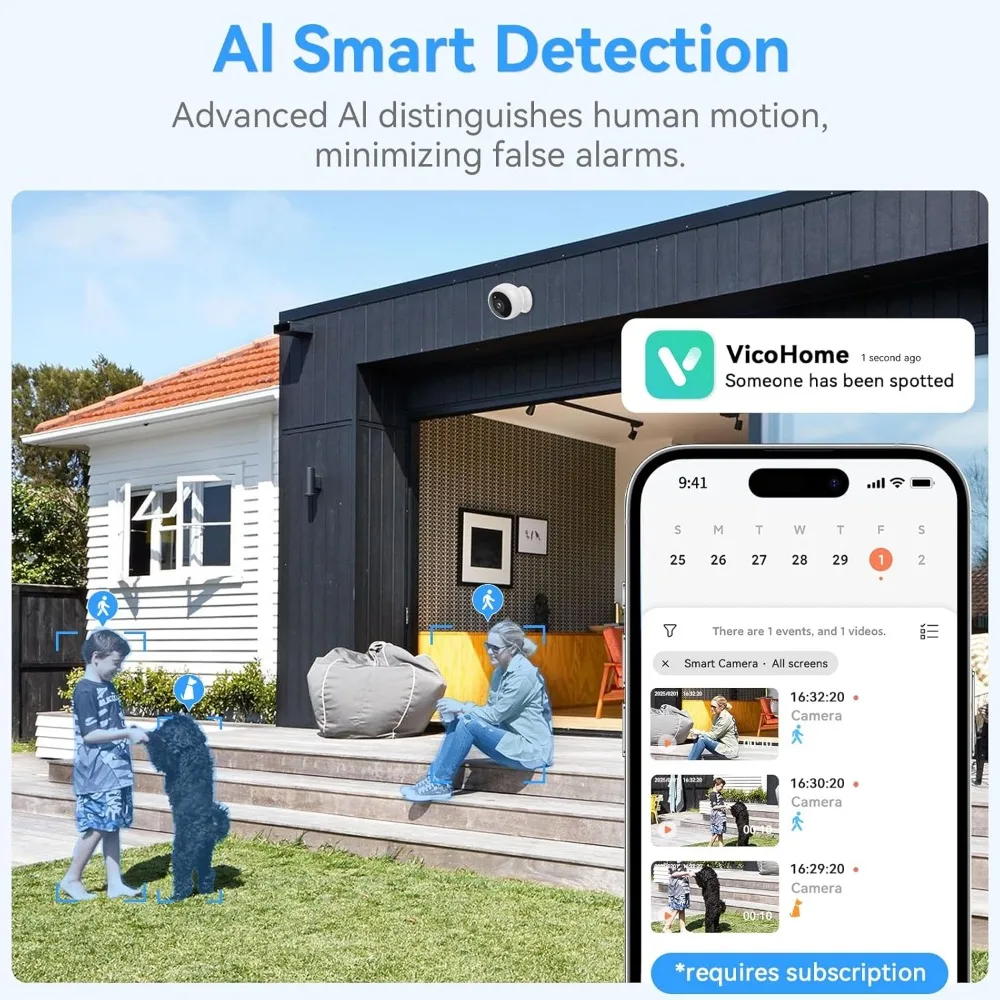 كاميرا أمان مغناطيسية لاسلكية - 4 عبوات كشف حركة ai، فيديو عالي الدقة 2K، تعمل بالبطارية، سهولة الإعداد، صوت ثنائي الاتجاه، لون الأشعة تحت الحمراء #6