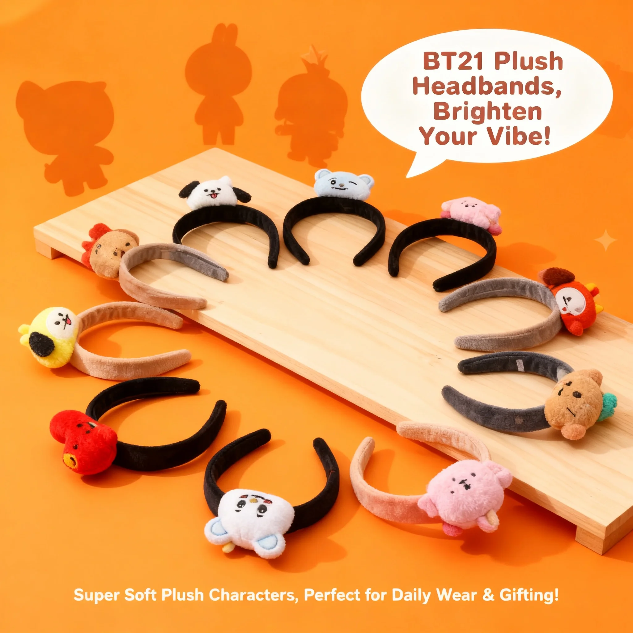 

BT21 Koya RJ Shooky Tata Chimmy Cooky Creative Doll Headband Cute Cartoon Animation Peripheral Headwear Decoration Accessory