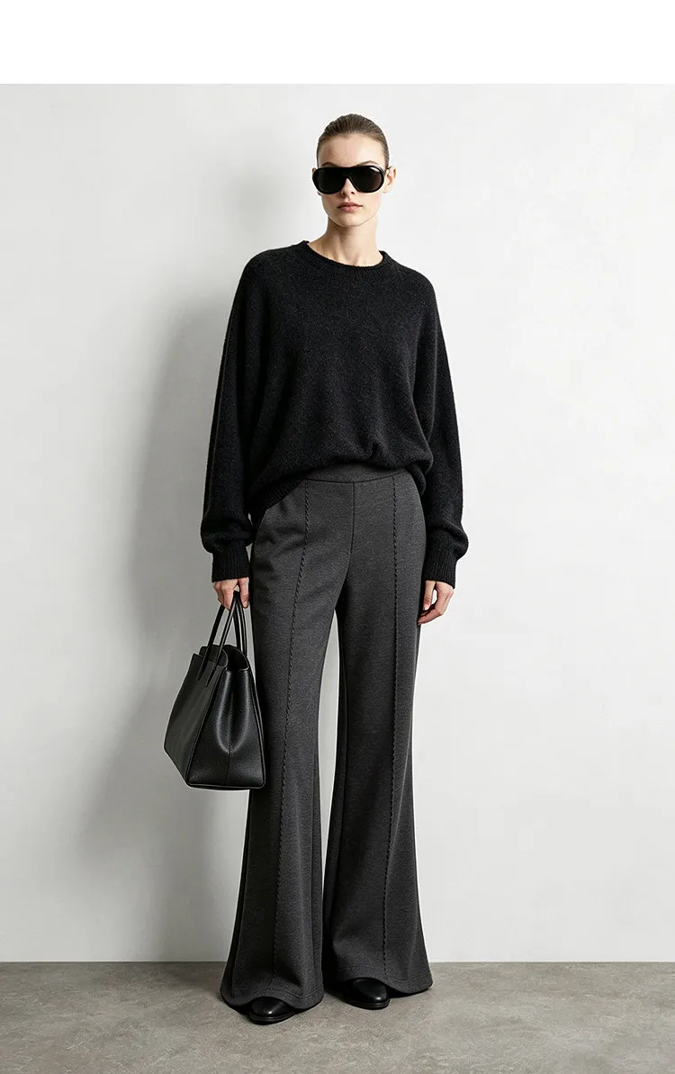 Amii Bootcut Pants Women Slimming Casual Minimalist Stretch Fit Long Trousers 2026 Autumn Embroidered Female Clothing 12613030