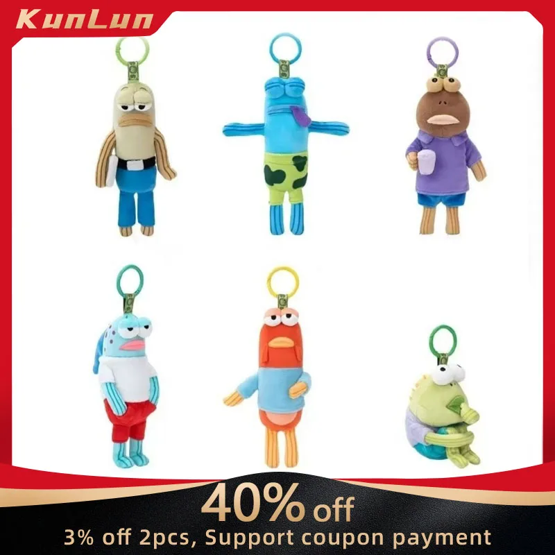 

Cute SpongeBob SquarePants Plush Doll Bikini Bottom Fish Residents Keychain Backpack Charm Pendant Bag Accessories Gift Toy