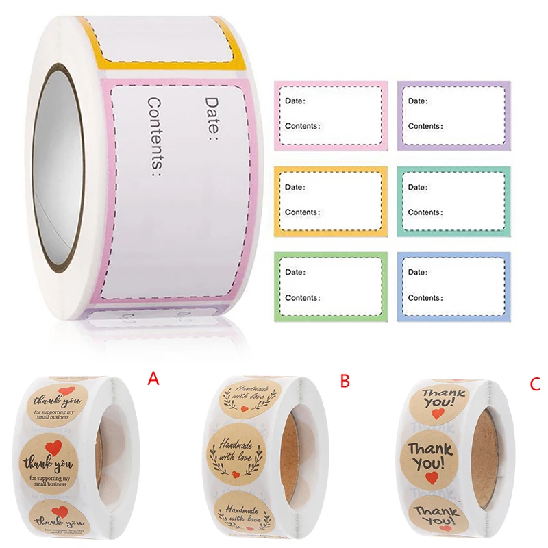 250Pcs/Roll Self-Adhesive Removable Freezer Refrigerator Food Storage Paper Sticker Labels White Date Stickers For Home Storage