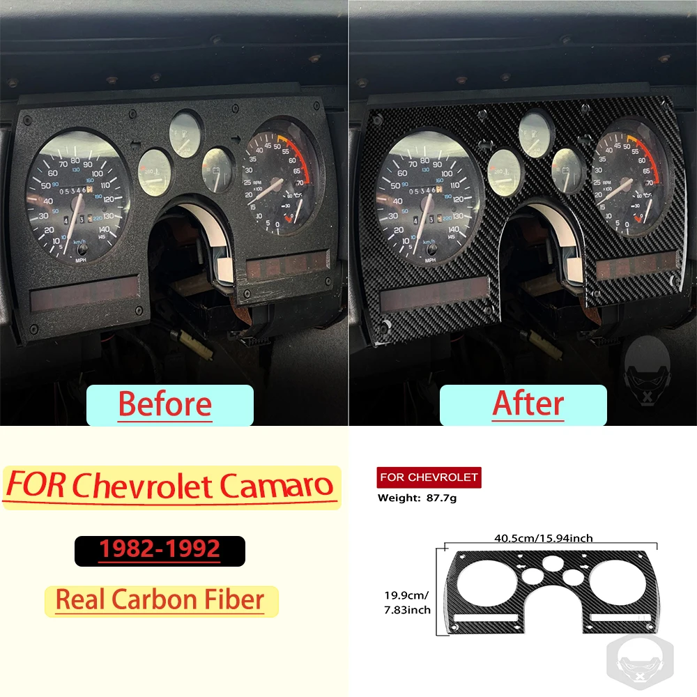 Real Soft Carbon Fiber For Chevrolet Camaro 1982-1992 Car Instrument Panel Trim Customizable Car Sticker Interior Accessories