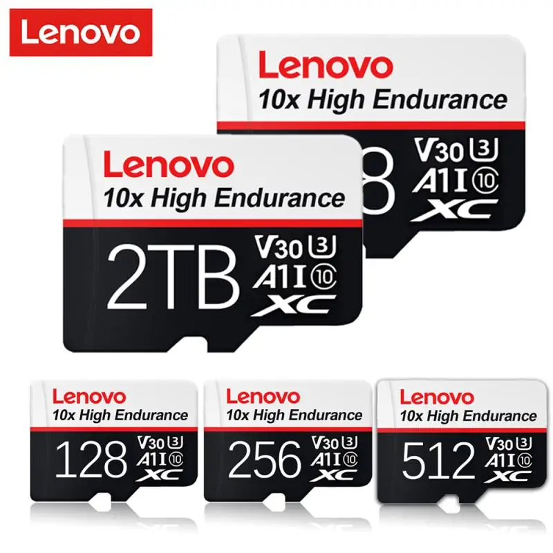 Lenovo-tarjeta SD de 2TB, Micro de alta velocidad, 256GB, 512GB, tarjeta Flash TF de 128GB, tarjeta de memoria de 1TB para teléfono inteligente/cámara de vigilancia