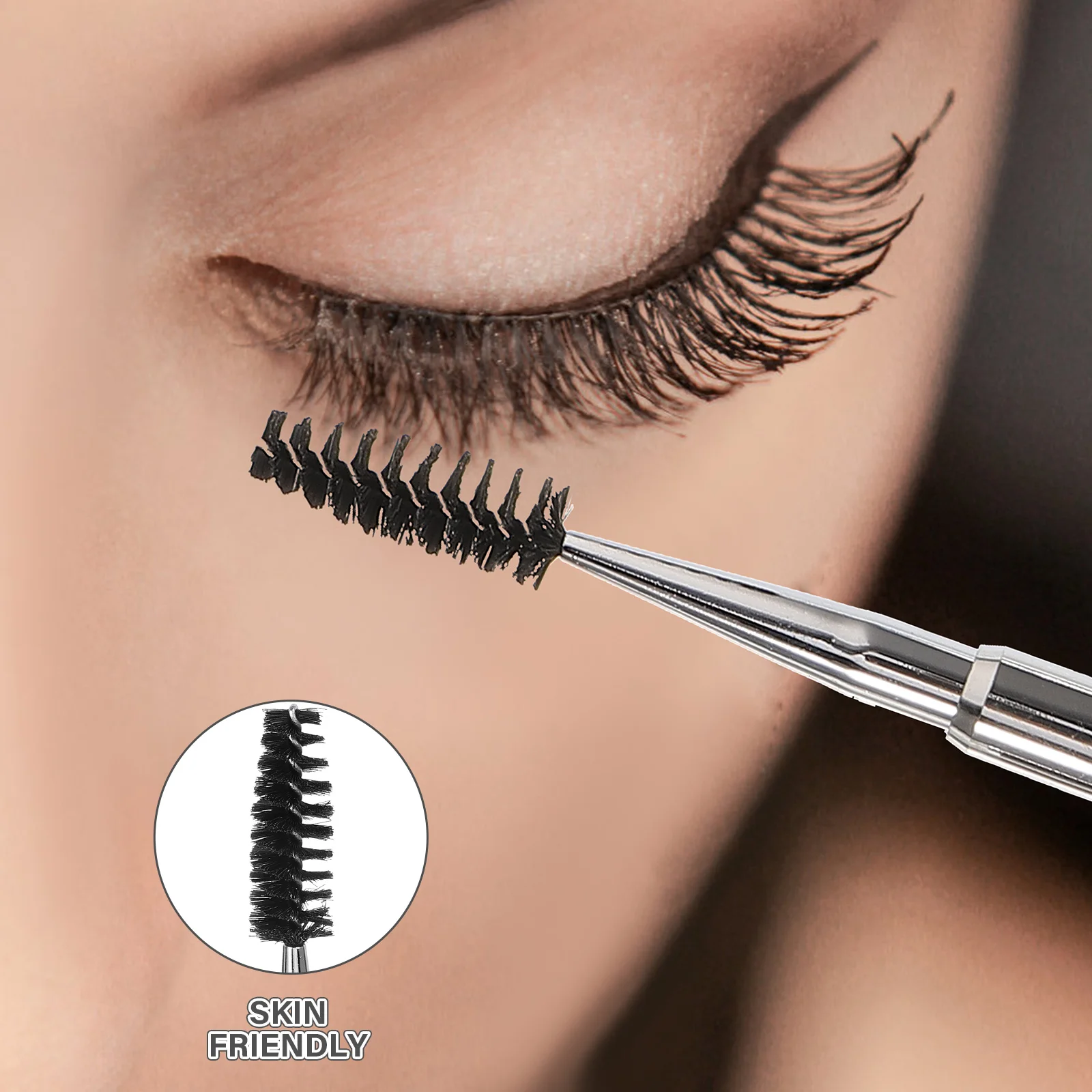 2 uds cepillo de pestañas diamantes de imitación fibra espiral pestañas peines varitas herramientas para rímel negro blanco pinceles de maquillaje de viaje