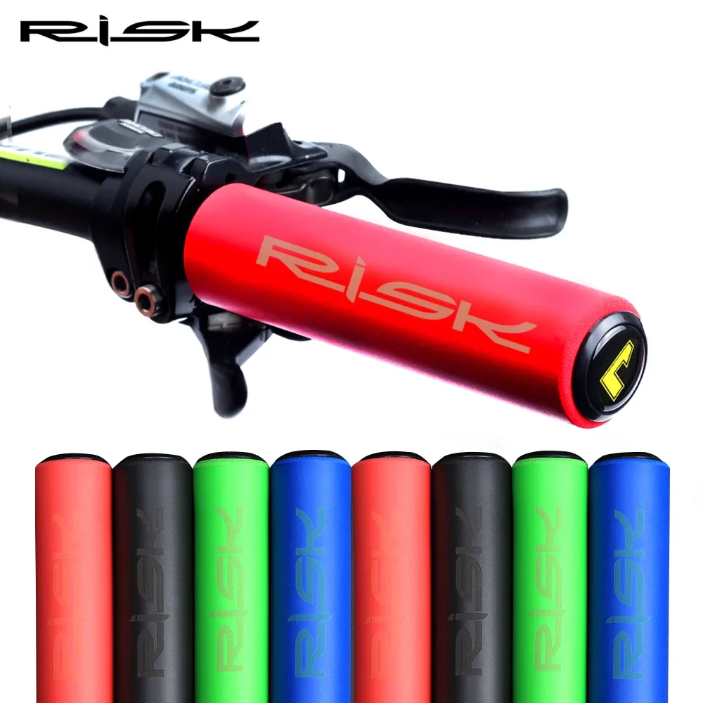 

RISK MTB Bike Grips Bicycle Handlebar Grips Ultra-light Anti-skid Soft Silicone Cycling Bike Handle Grips Cover Plastic End Plug