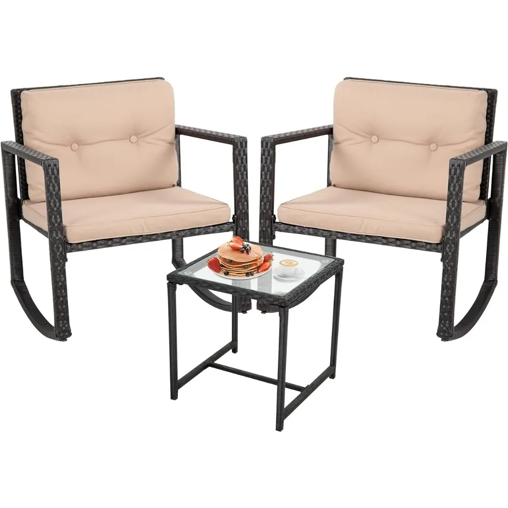 for Backyard Porch Poolside Lawn With Coffee Table Garden Furniture Sets Rocking Chair 3 Piece Outdoor freight free