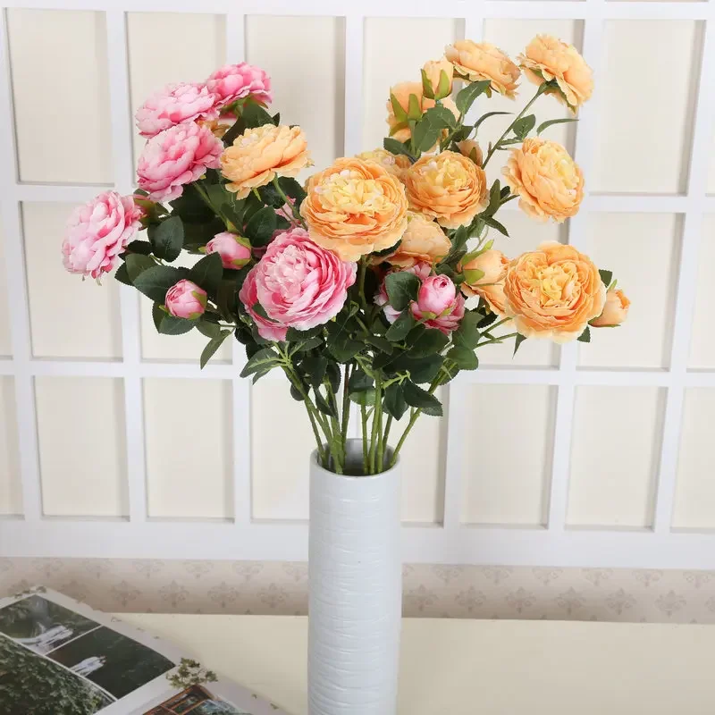 70CM 3-pronged Artificial Peony, Brazilian Rose, Artificial Silk Flower, Wedding Hotel Decoration Artificial Flower