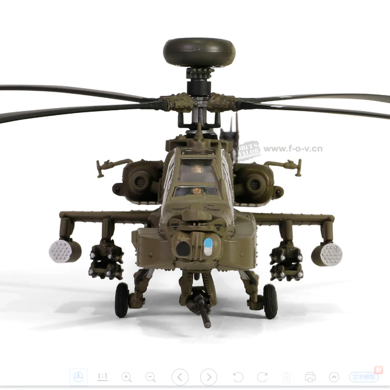 FOV 1:72 Scale US Army Long Bow Apache AH-64D Military Fighter Model Diecast Alloy Ornament Collection Souvenir Classic Toy Gift