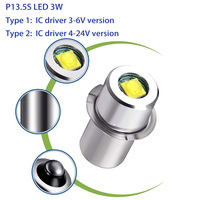 Pr2 P13.5S E10 Base LED Upgrade Bulbs White Maglite Flashlight 6500K 3W 3V 4.5V 18V Replacement Bulbs Torches Work Lamp