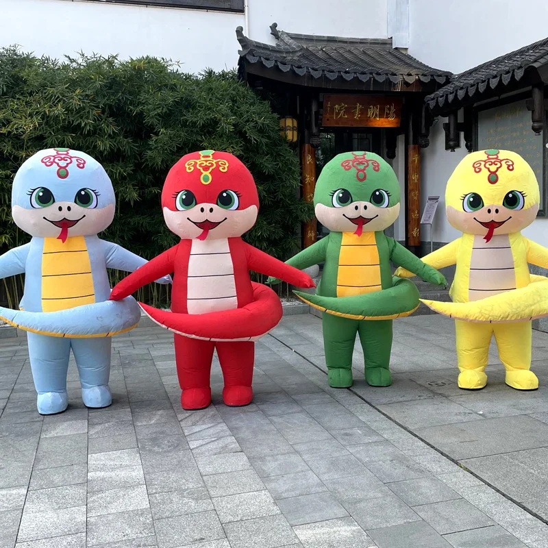 

2m Inflatable Zodiac Snake Mascot Costume Animal Cartoon Doll Clothings Walking Stage Performance Chinese New Year Fancy Dress