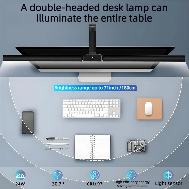 Iron Adjustable Desk Lamp Eye Protection Dimmable Table Lamps Stepless Dimming Study Lighting Light High Color Rendering Lights