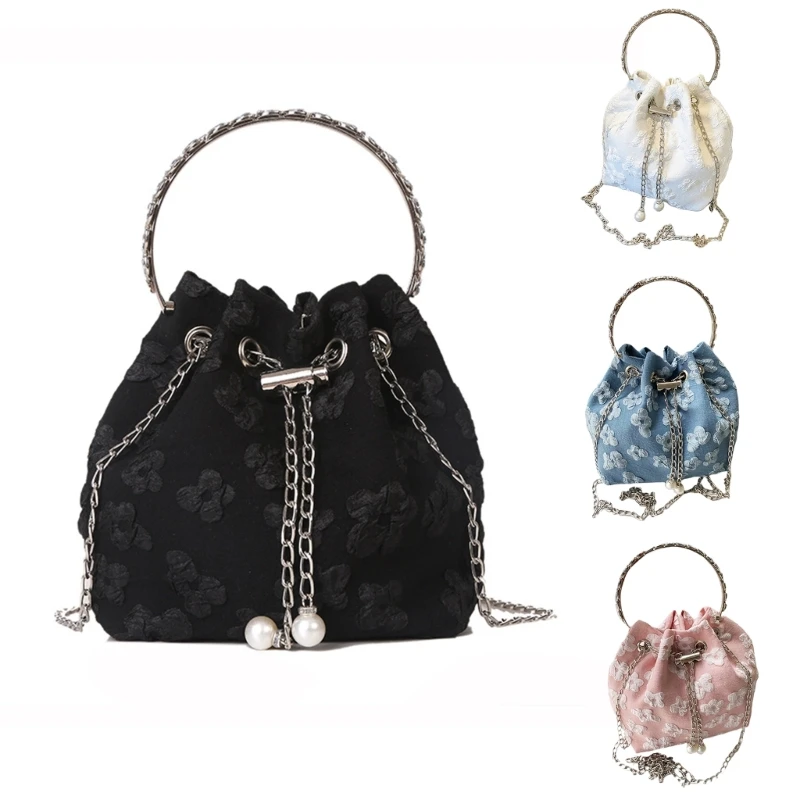 

Fashion Forward Pleated Floral Chain Handbag Shoulder Bag for Women and Girls