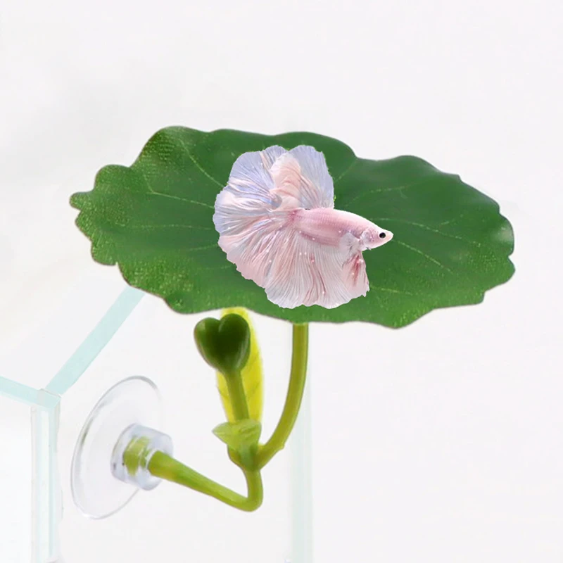 1PC Green Leaf Hammock for Betta Fish Stress-Reducing Aquarium-Safe Decor with Suction Cup for Fish Tank Fake Plants Decoration