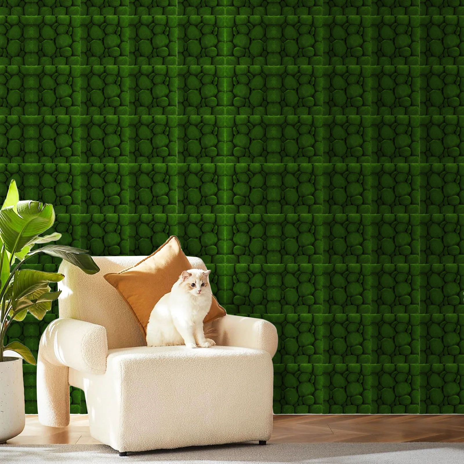 

2pcs Moss Stone Wall Decor Artificial Plants Landscape Prop Grass Panels Backdrop Garden Moss nament Fence Gate