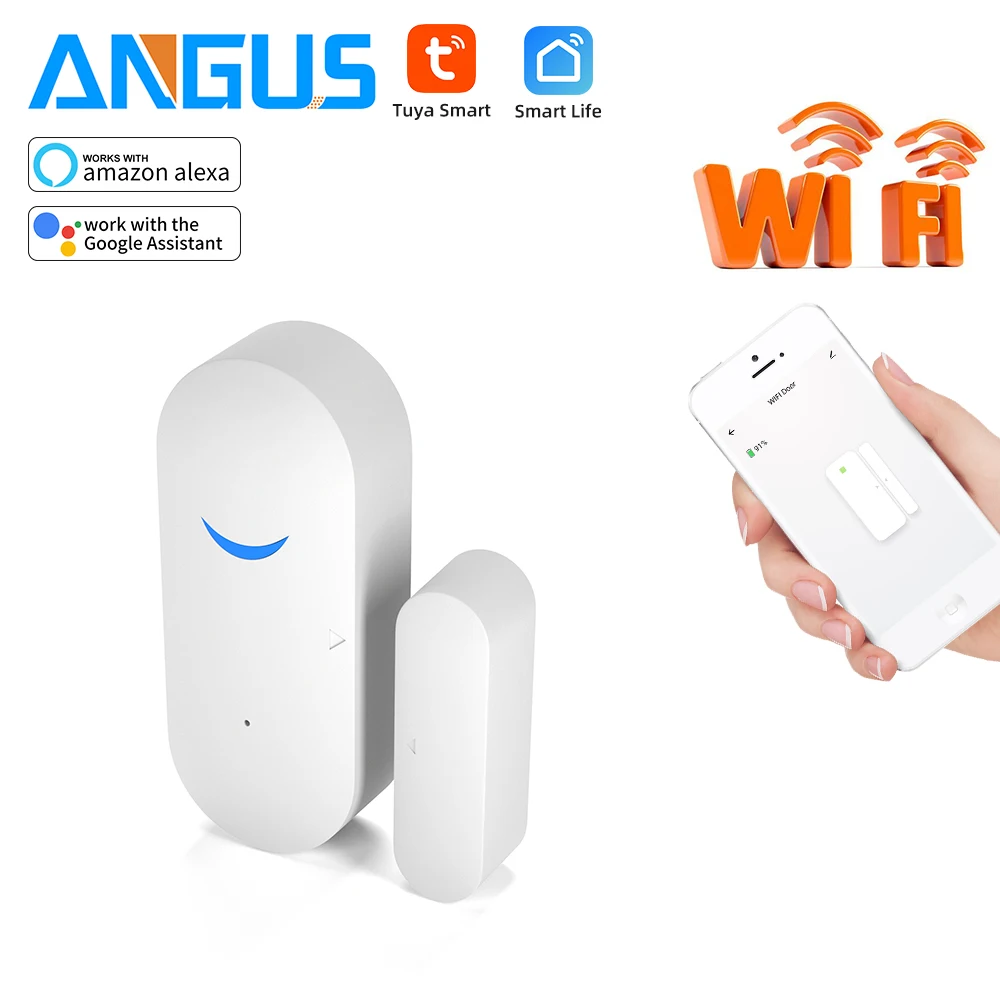 Tuya intelligent alarm WiFi sensor door open / close detector mobile app remote notification support Alexa Google home