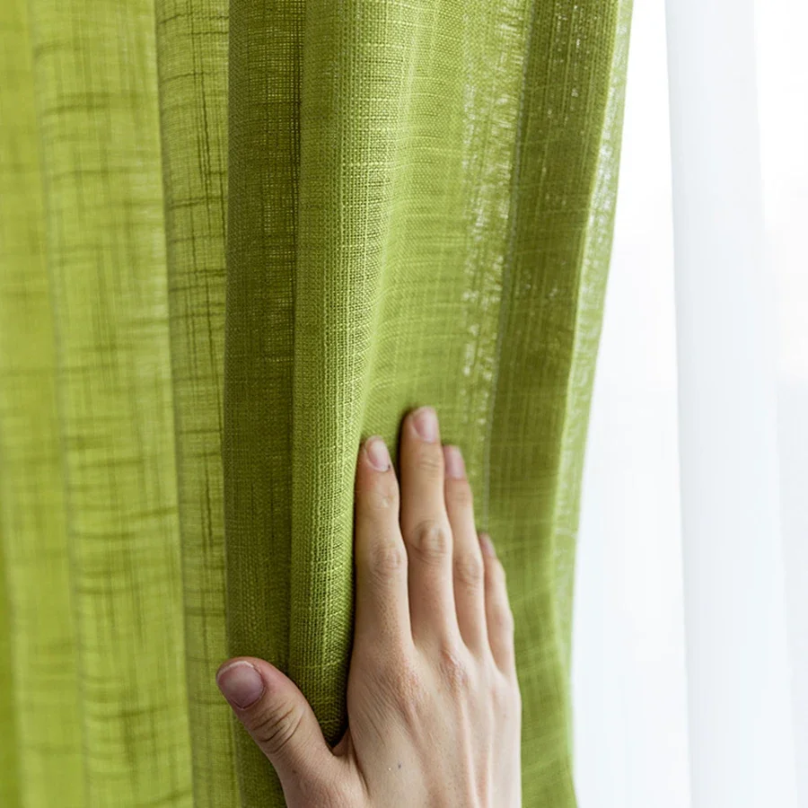 American Country Style Green Cotton Flax Curtain Sheer Fbrics Window Treatment Curtains For Living Room Cortina Tulle Decor