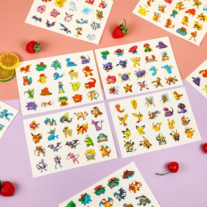 1Pcs Cartoon Pokemon Temporary Tattoo Stickers Waterproof Pikachu Sticker Funny Cartoon Kids Girls Birthday Gift Reward Toy