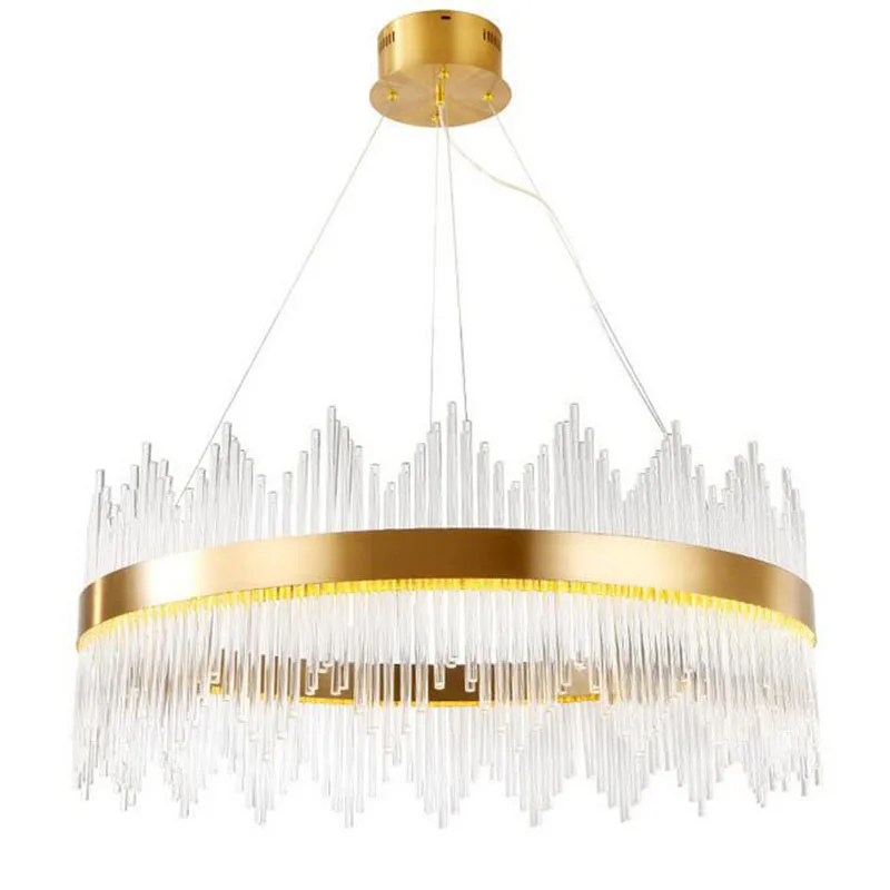 

Wave Crystal Gold Circle Modern Chandelier LED Lights AC110V 220V for Kitchen Dining Room Living Pendant Lamp