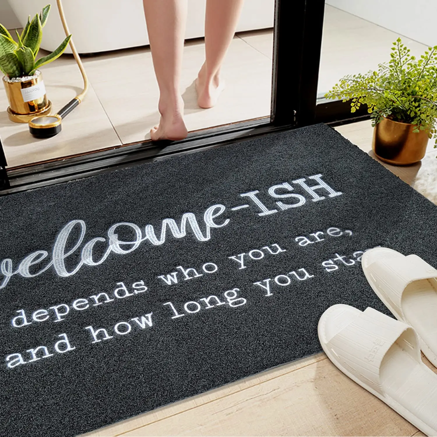 

Dark Grey Door Mats Outdoor Welcome Doormats for Front Door Indoor Entrance Non Slip Rugs for Floor Outside Entry Decor For