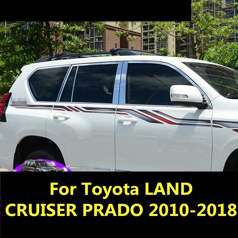 High quality stainless steel Car window trim strip glass frame protection Article For Toyota LAND CRUISER PRADO 2010-2018