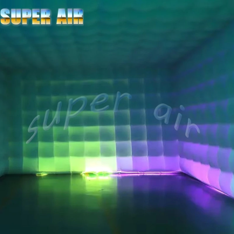 Hot sale 8x8x4m white inflatable night disco cube party tent cube inflatable square tent with colorful lighting