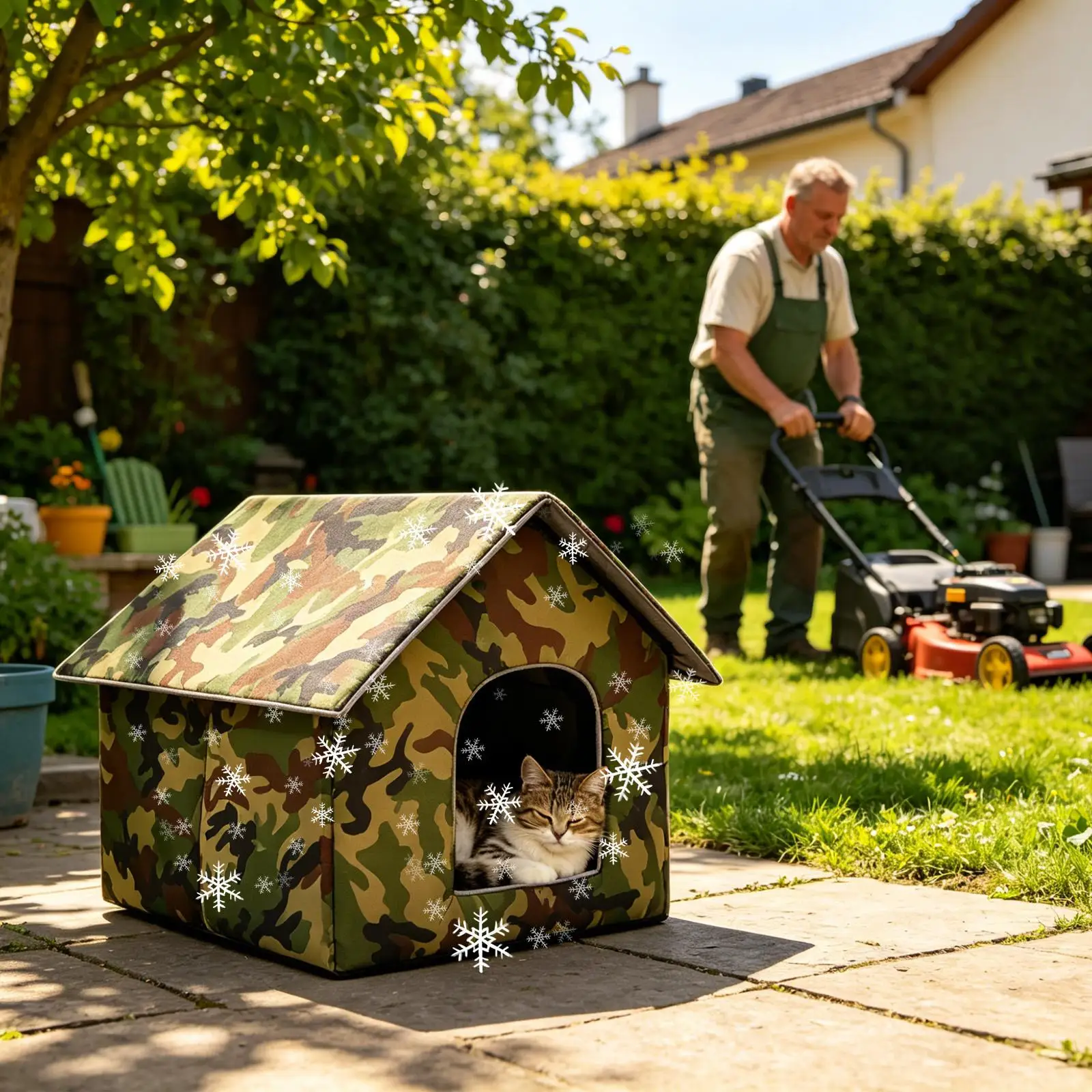 Cooling Cat House For Summer Thermal Insulation 3 Layer With Ice Packs Cooling Outdoor Cat House For Kitten Puppy Dog Living