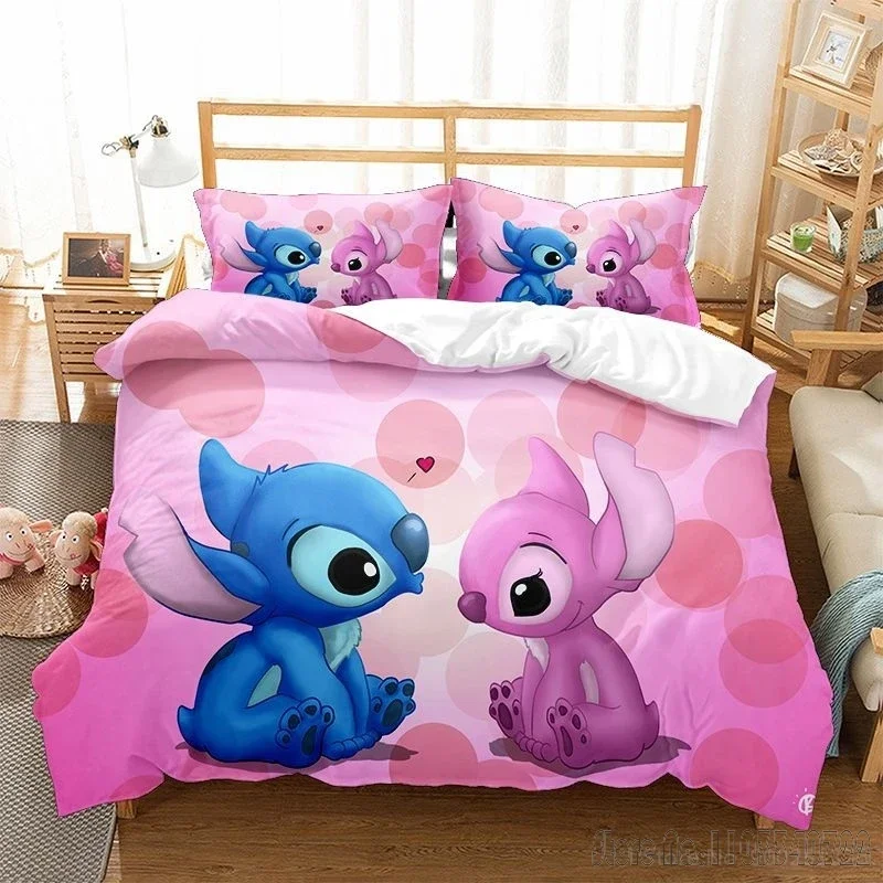 

Cute Stitch Love Child Duvet Cover Set HD Comforter Cover Bedclothes for Kids Bedding Sets Bedroom Decor