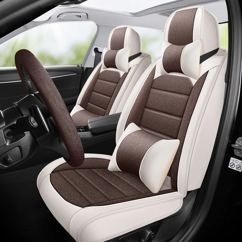 

Универсальные льняные чехлы на автомобильные сиденья для Ford Ranger Fiesta Mondeo MK4 Kuga Honda Fit Civic City CRV Jazz Auto Accesorios Дышащие