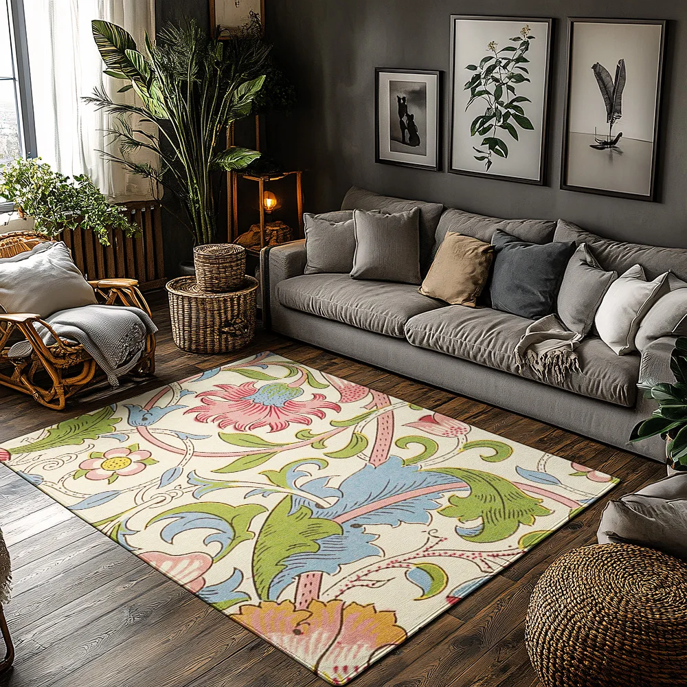 

unframed Vintage Floral Carpet Washable Non Slip Doormat Indoor Outdoor Area Rug Farmhouse Kitchen Floor Mat Home Decor Entrance