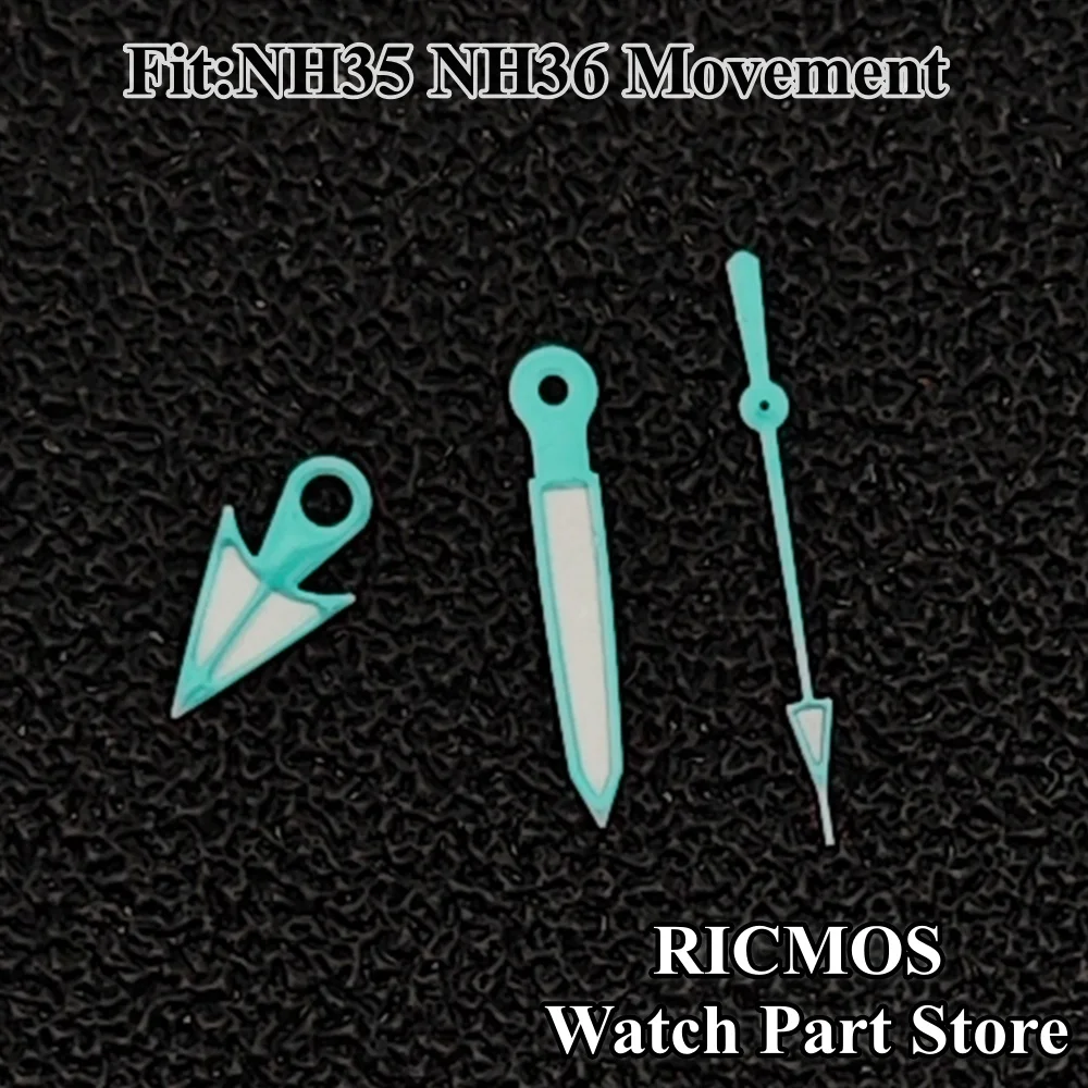 NH35 Watch Hands Blue Silvery Black white color hands Green Luminous for NH35 NH36 Movement Replacement Parts
