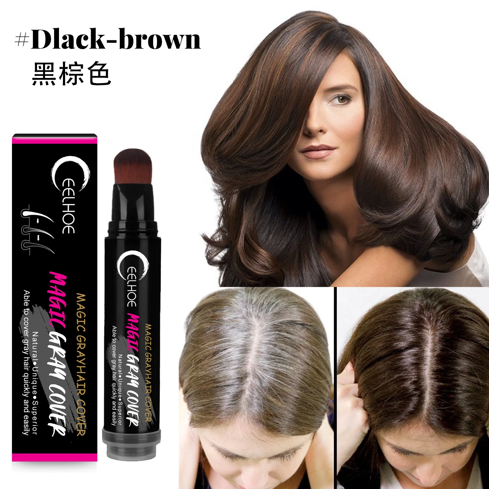 hair dye pen  20ml for lace wig install kit hair dye pen root color touch upcolor coffee dark brown black hair dye pen root colo