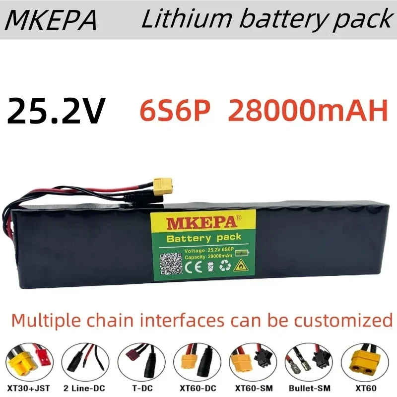 

6s6p 25.2V 28000mAh 18650 Battery Pack Lithium Ion Battery 25.2V 22000mAh Bicycle Moped Power Tools Battery pack with BMS