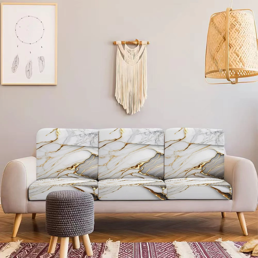 Luxury Marble Pattern Outdoor Sofa Cover, Elastic Fitted, Soft & Comfortable, Washable & Non - Deformable,