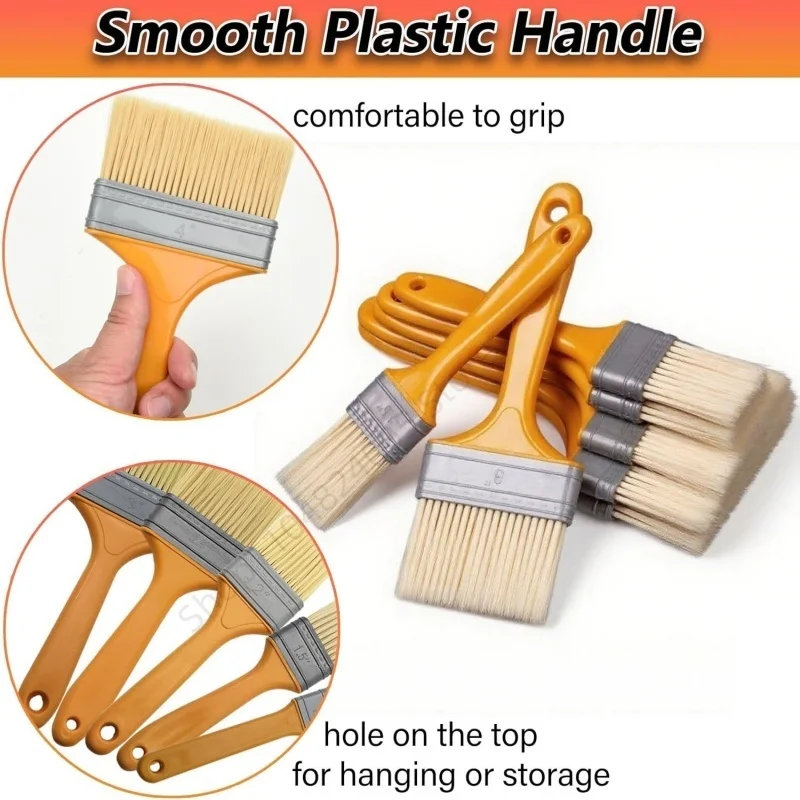 Pincel de pintura de plástico práctico, juego de herramientas de pintura multifunción para pared y muebles, pinceles de pintura de 1-5 pulgadas, 5 uds.